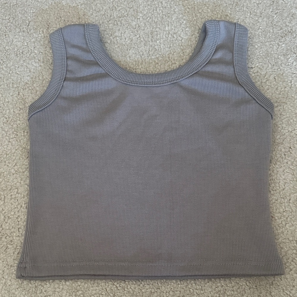 Gray Ribbed Women's Tank Top